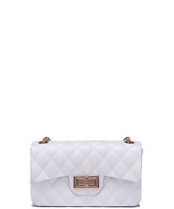 Quilted Matte Jelly Small Crossbody  7047PP WHITE